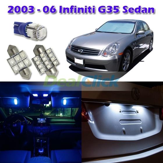 9x blue led interior light bulb package deal for infiniti g35 sedan 2003 - 2006