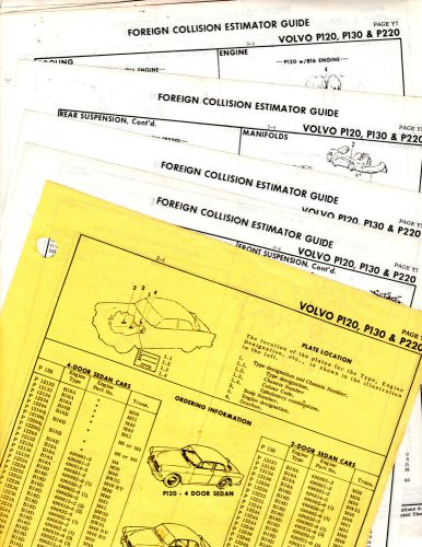 Volvo p120 p130 p220 sedan wagon body parts list frame original crash sheets mf5