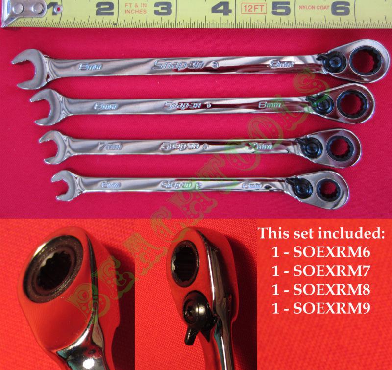 New snap on 4 pcs 12 pts metric ratchet wrench soexrm6 soexrm7 soexrm8 soexrm9