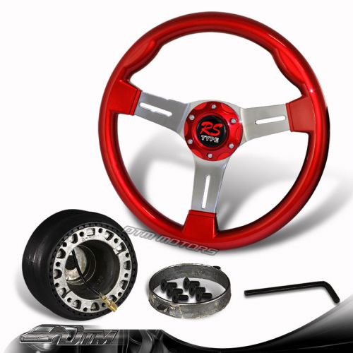 350mm jdm 6-holed red wood grip steering wheel chrome spokes +hub for honda acur