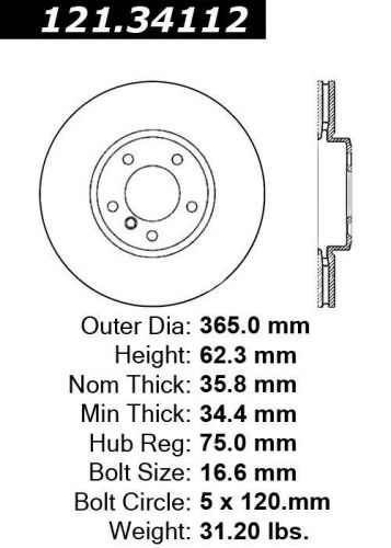 Centric 121.34112 disc brake rotor