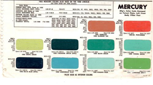 1955 1956 mercury monterey montclair 55 56 paint chips sherwin williams 3