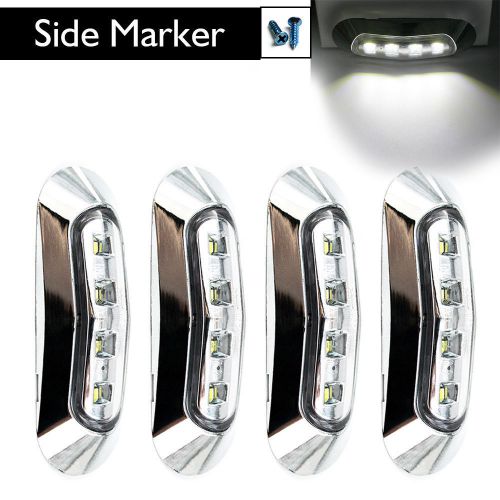 4x white universal 4 led front/rear side marker light clearance trailer truck