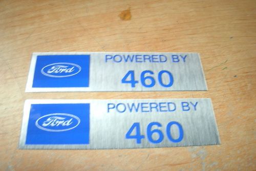 Ford powered by 460 engine valve cover decals new pair blue silver mustang torin
