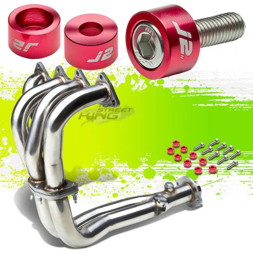 J2 for 94-01 integra exhaust manifold racing header+red washer cup bolts