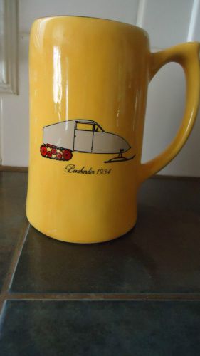 Ski doo vintage yellow ceramic bombardier snowmobile pottery mug beauceware