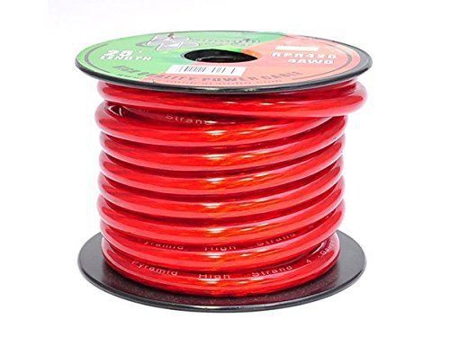 Pyramid rpr425 4 gauge power wire 25 feet ofc (clear red)
