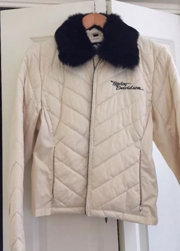 Womens harley davidson motorcycle nylon jacket (cream)size s  $65.00