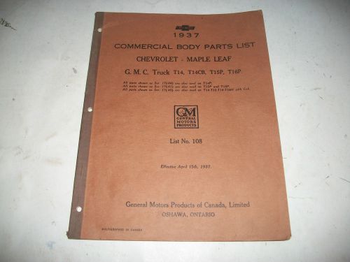 1937  chevrolet gmc maple leaf trucks commercial body parts list catalog