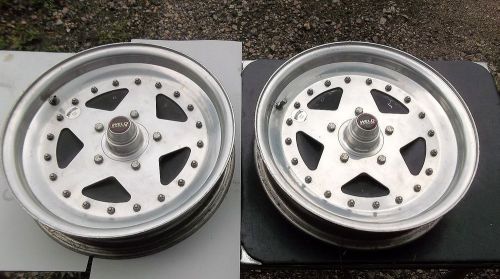 Weld cragar monocoque spindle mount wheels 15 x 3 1/2 w/ rotors &amp; wilwood brakes