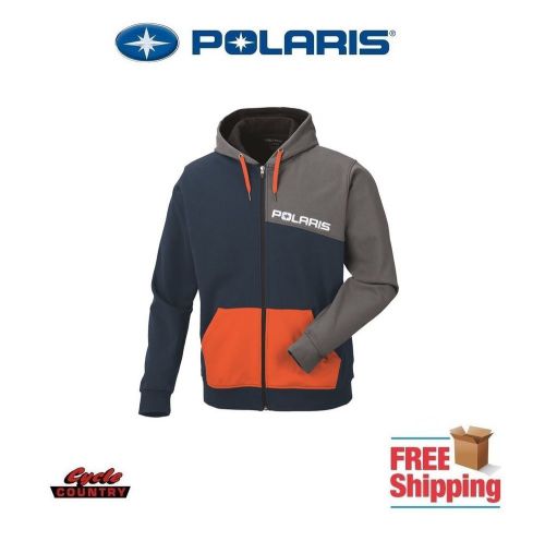 Polaris men&#039;s color-blocked hoodie zip fleece lined blue gray orange rzr rmk ace