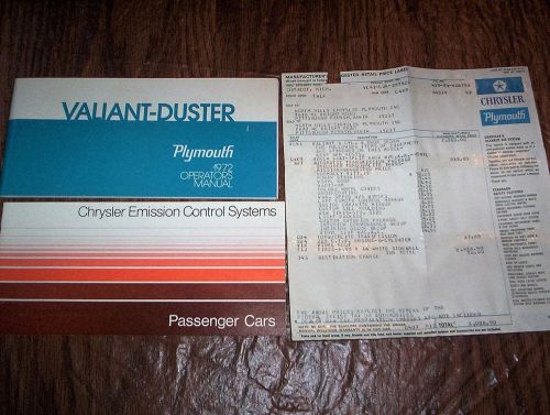 Owner&#039;s manual plymouth valient duster 1972 original