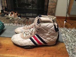 Adidas (good year) red, white &amp; blue vintage quilted racing boots mens size 11