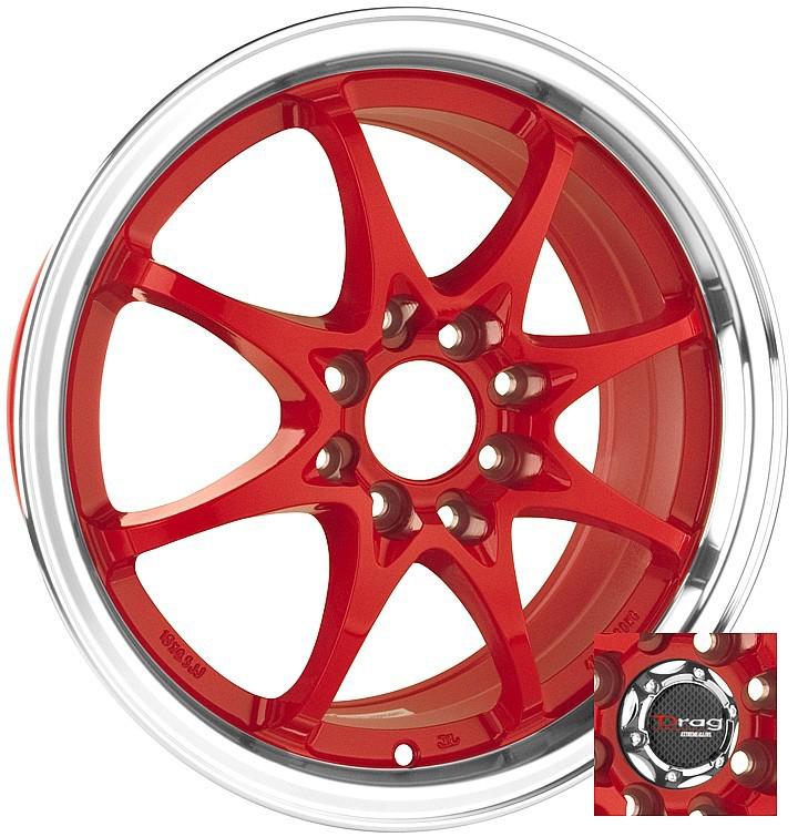 15 4x100 drag dr9 red wheel rims honda civic accord crx