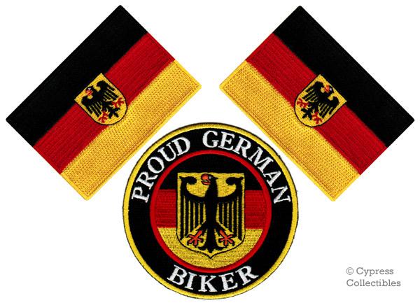 Lot of 3 proud german biker iron-on patch germany flag aufnäher embroidered