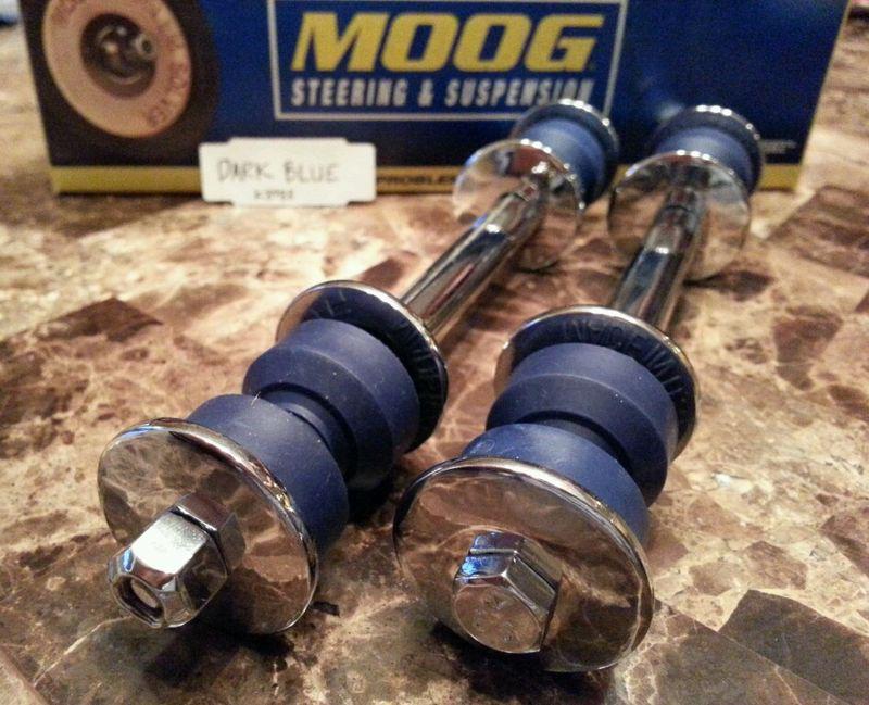 New chrome sway bar link kit dk blue rubbers-fits:58-90s gm, 58-64 impala,g-body