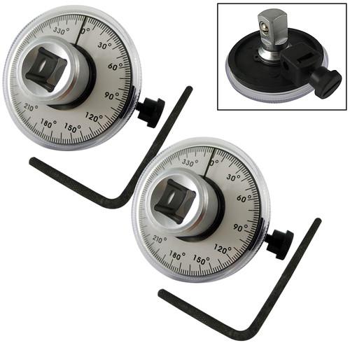 Lot (2) 1/2" dr. torque angle gauge calibrated 360 degree rotation scale gauges