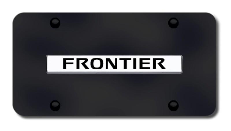 Nissan frontier name chrome on black license plate made in usa genuine