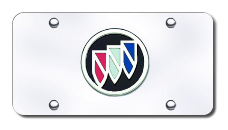 Gm buick logo black/chrome on chrome license plate made in usa genuine