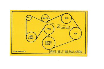 1979 ford mustang 302 drive belt decal