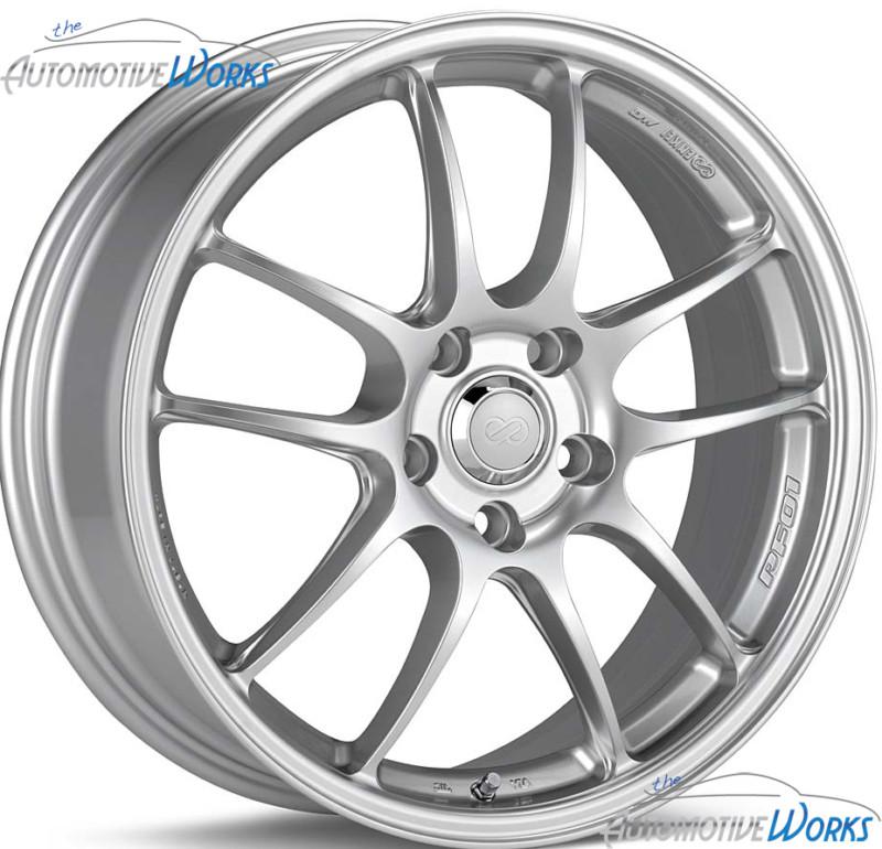 17x8 enkei pf01 5x100 +35mm silver rims wheels inch 17"