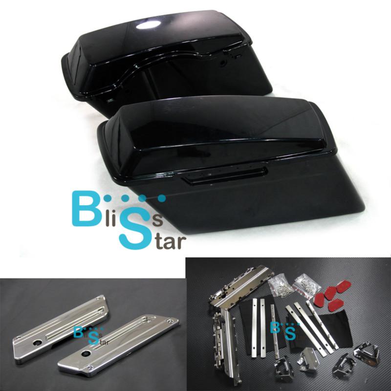 Saddlebags + latch cover + hardware fit harley davidson road king glide softail
