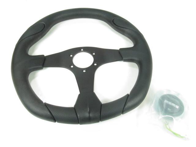 Momo quark black urethane steering wheel w/ black leather insert 350mm qrk35bk0b