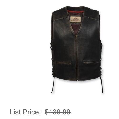 Milwaukee men's crazy horse vintage leather motorcycle vest 2xl x5s4