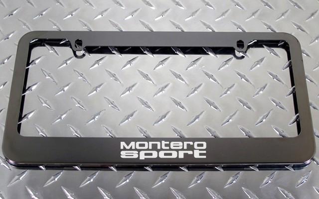 1 brand new mitsubishi montero sport gunmetal license plate frame +screw caps