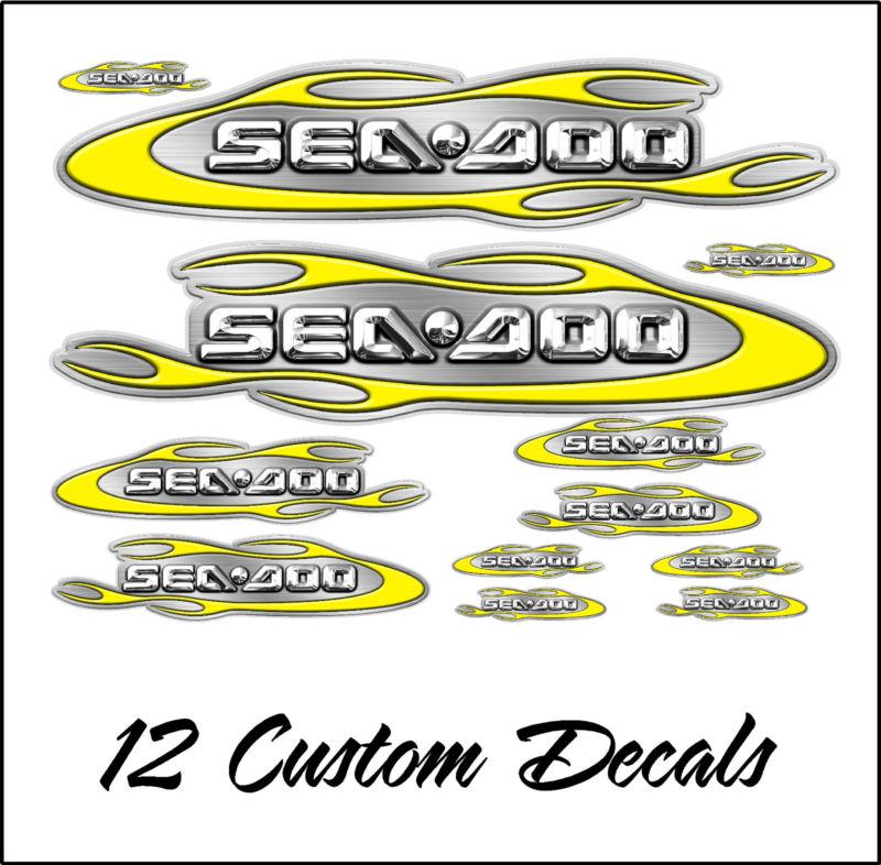 Sea doo owners speedster, challenger, rxp,rxt,gtx,graphics decals -brush yellow