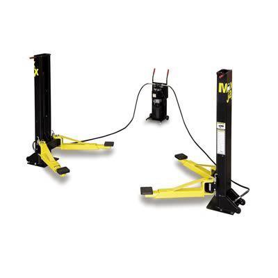 Car lift maxjax portable 2-post black/yellow powdercoated 6000 lb capacity