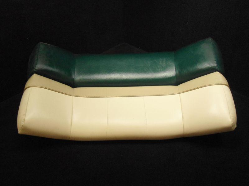 Pontoon bench seat top back green/beige/white with gold trim cushion c-lo 24