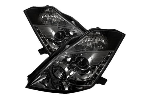 Spyder n350z02hiddrlsm chrome smoke projector headlights head light w leds drl