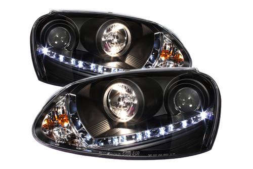 Spyder vg06drl black clear projector headlights head light w leds drl