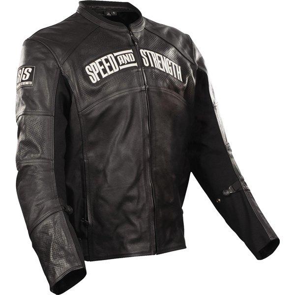 Black l speed and strength seven sins leather textile jacket