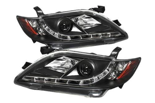 Spyder tc07drl black clear projector headlights head light w leds 2 pcs 1 pair