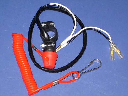 Tether line safety kill switch 12v motorcycle race on off 7/8" handlebar mount
