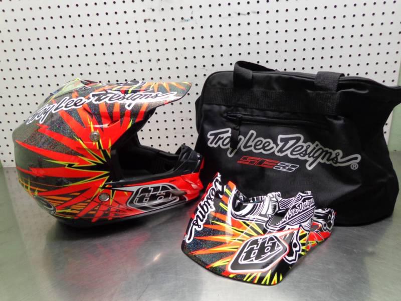 New troy lee designs es3 medium helmet piston md orange visor off road 2013