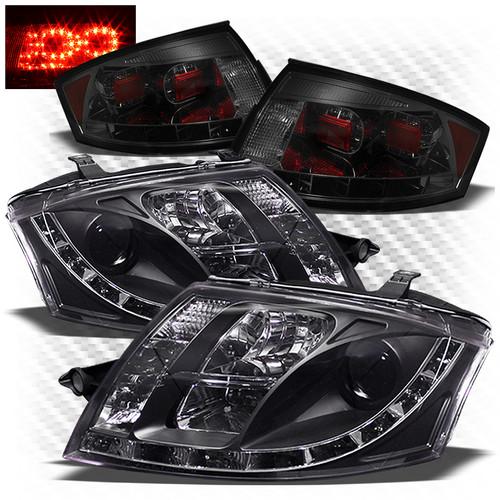 00-06 tt black drl projector headlights + smoked philips-led perform tail lights