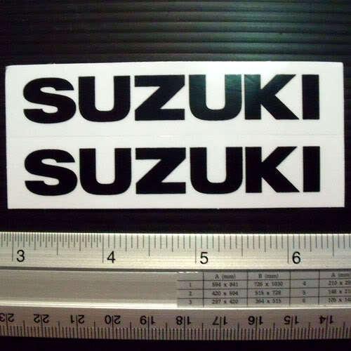 A pair of suzuki motor sticker nonreflect 1.5x3.75" black