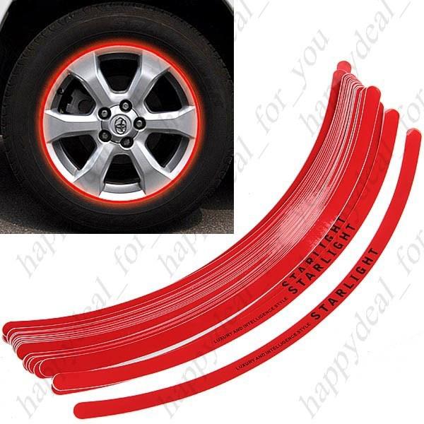 Wheel rim strip decorative 28 sticker tape decal for car motorcycle vehicle red