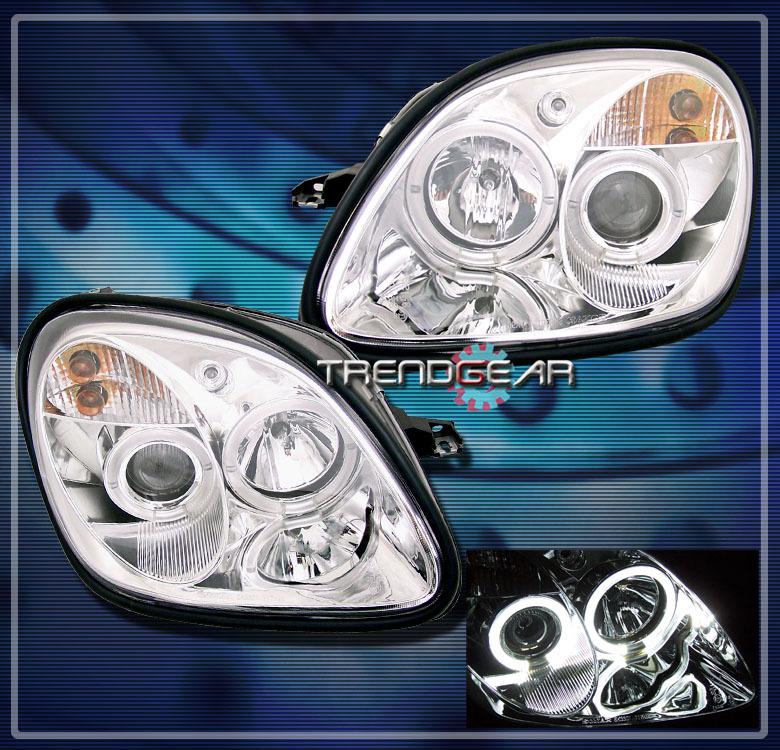 98-04 mercedes-benz r170 slk dual halo projector headlight chrome 99 00 01 02 03