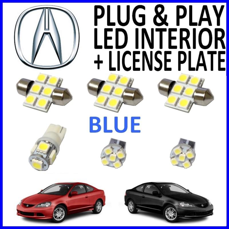 6 piece super blue led interior package kit + license plate tag lights ar1b
