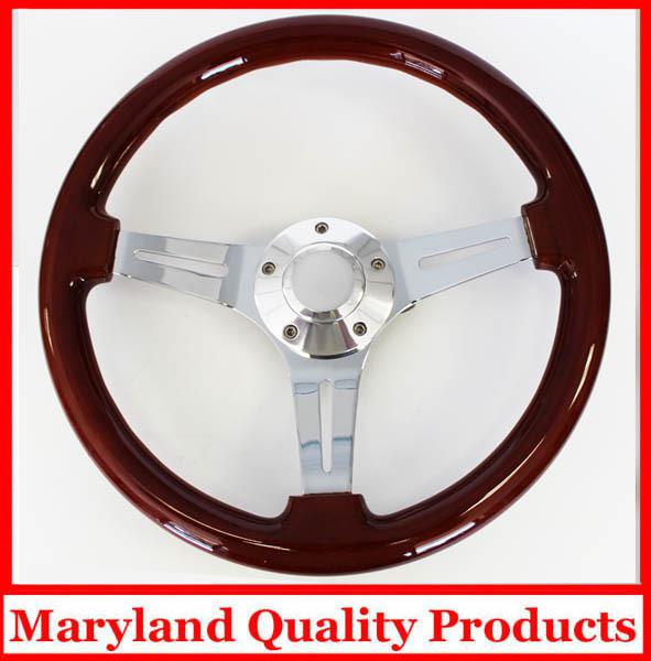 69-87 el camino impala steering wheel wood 14" mahogany high gloss shallow dish