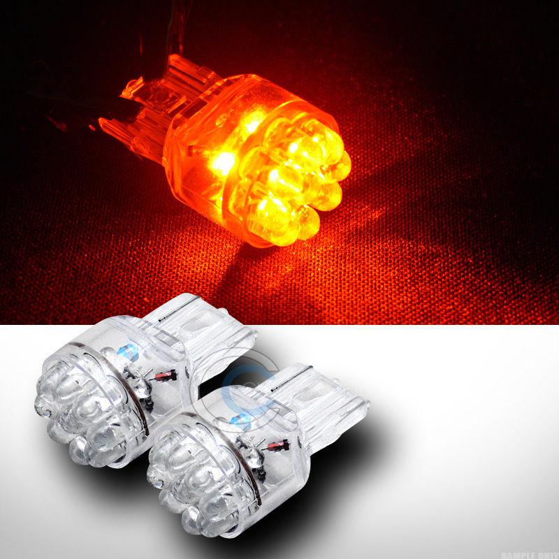 2pc 7440 t20 15x high power led amber/orange stop/brake tail light lamp bulb 12v