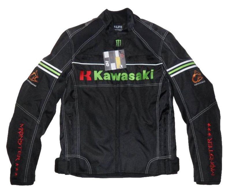 Brand new h-life kawasaki hj002 motorcycle jacket in black, green! free shipping