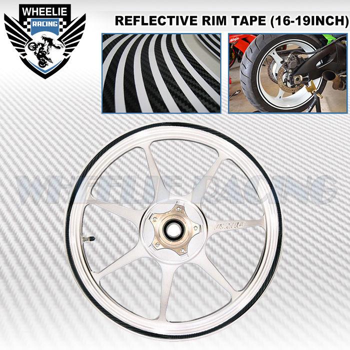 Carnon fiber black rim tape wheel stripe moto bike auto decal 16 17 18 19 inch