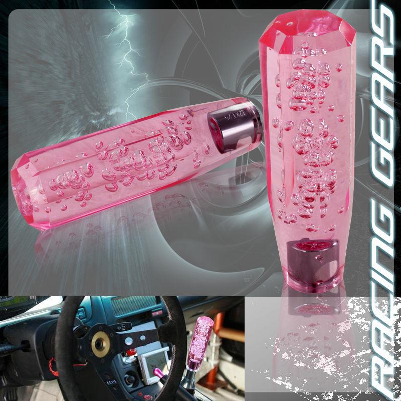 Universal jdm vip 150mm transparent pink octagon crystal bubble drift shift knob