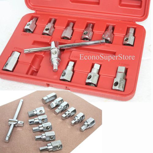 12pc oil drain sump plug key socket set gearbox &amp; axel removal wrench kit