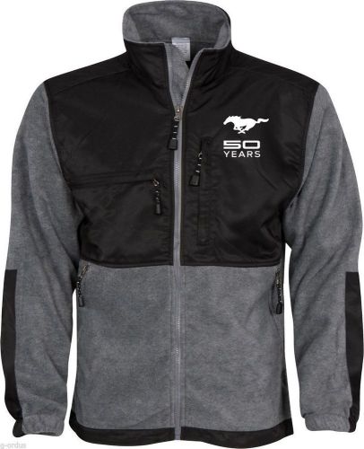 New mens ford mustang 50th anniversary black grey size large polar fleece jacket